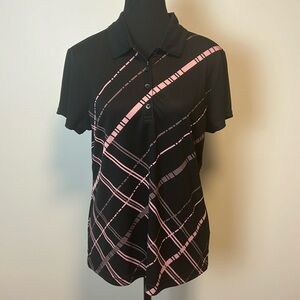 IZOD Black Pink Short Sleeve Golf Shirt Sz L